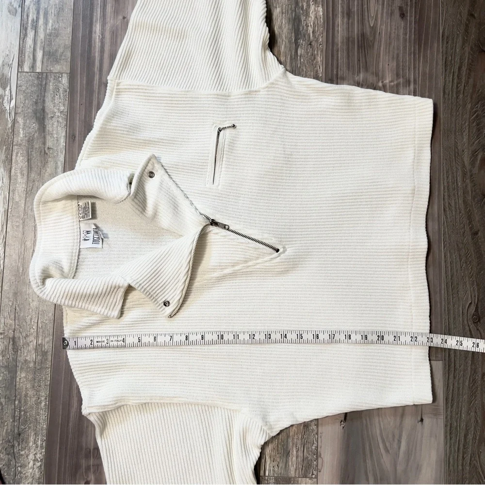 Vintage Together Ribbed Sweater Large Knit White Asymmetrical Zip Collared Moto - Picture 16 of 16